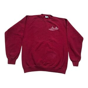 Vintage Santee Heavyweight Red Sweatshirt Canoe Embroidery Made USA M